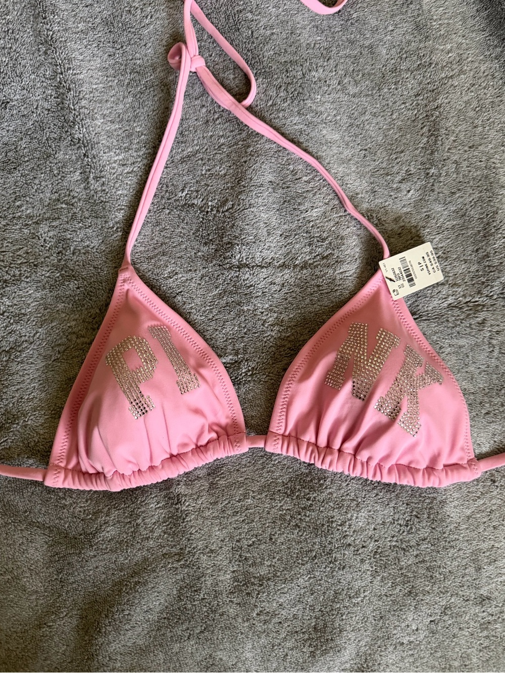 PINK Victoria's Secret Pink Rhinestone Triangle Bikini Top